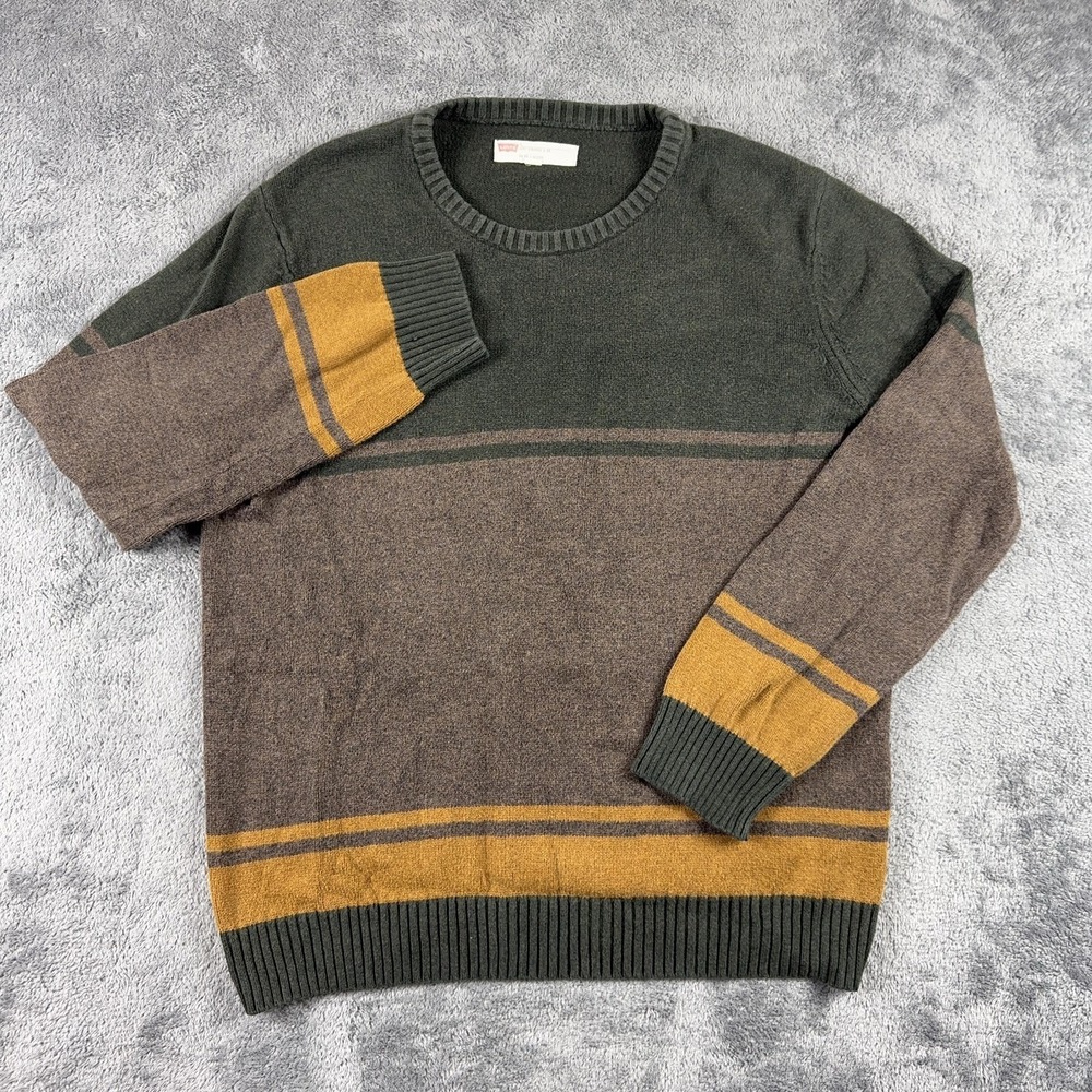 Levi's Sweater Mens Large Multicolor Stripe‎ 100% Cotton Crewneck Pullover - Picture 2 of 7